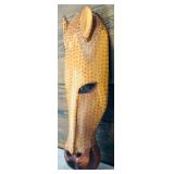 14 Inch Handcrafted Wood Animal Mask Wall Decor
