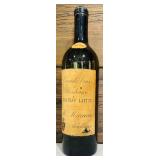 Antique 1896 Grands Vins de Boreleaur Chateau Latite Wine Bottle 12 Inch with Rustic Wooden Corkscrew