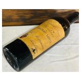 Antique 1896 Grands Vins de Boreleaur Chateau Latite Wine Bottle 12 Inch with Rustic Wooden Corkscrew