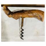 Antique 1896 Grands Vins de Boreleaur Chateau Latite Wine Bottle 12 Inch with Rustic Wooden Corkscrew