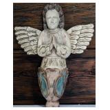 Set of 2 Vintage Carved Wooden Angel Wall Plaques