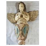 Set of 2 Vintage Carved Wooden Angel Wall Plaques