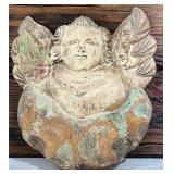 Set of 2 Vintage Carved Wooden Angel Wall Plaques
