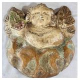 Set of 2 Vintage Carved Wooden Angel Wall Plaques