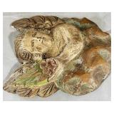 Set of 2 Vintage Carved Wooden Angel Wall Plaques