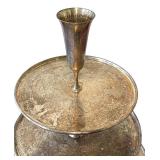 Vintage Three-Tier Nickel Silver Serving Tray by D.W. Haber & Son N.Y., 16.75 Inches Tall