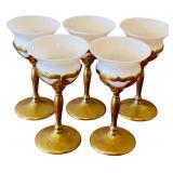 Set of 5 Vintage Farber Brothers Krome Kraft Goblets with Cambridge Milk Glass Inserts