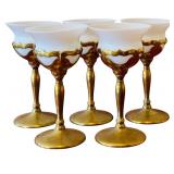 Set of 5 Vintage Farber Brothers Krome Kraft Goblets with Cambridge Milk Glass Inserts