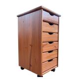 Wooden 6-Drawer Storage Cabinet on Wheels, 26 Inch Tall
