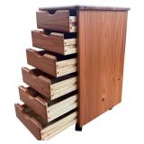 Wooden 6-Drawer Storage Cabinet on Wheels, 26 Inch Tall