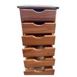 Wooden 6-Drawer Storage Cabinet on Wheels, 26 Inch Tall