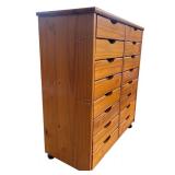 Wooden Multi-Drawer Storage Cabinet with 16 Drawers on Casters