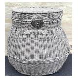 Large Wicker Lidded Storage Basket, 16.5 Inches Tall