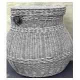 Large Wicker Lidded Storage Basket, 16.5 Inches Tall