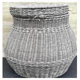 Large Wicker Lidded Storage Basket, 16.5 Inches Tall
