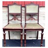 Pair of Vintage Upholstered Wooden Chairs