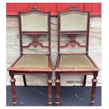 Pair of Vintage Upholstered Wooden Chairs