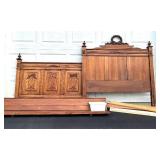 Vintage Wooden Bed Frame with Ornate Carvings