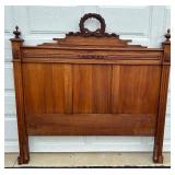 Vintage Wooden Bed Frame with Ornate Carvings