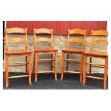 Set of 4 Wooden Counter Height Chairs 24 Inch Seat