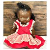 Vintage Topsy Composition Doll with Original Paint and Red Dress