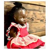 Vintage Topsy Composition Doll with Original Paint and Red Dress
