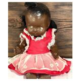 Vintage Topsy Composition Doll with Original Paint and Red Dress
