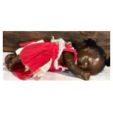 Vintage Topsy Composition Doll with Original Paint and Red Dress