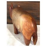 Set of 2 Vintage Hand-Carved Wooden Animal Figures - Rhino and Elephant