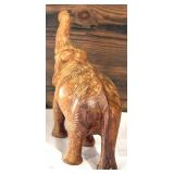 Set of 2 Vintage Hand-Carved Wooden Animal Figures - Rhino and Elephant
