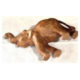 Set of 2 Vintage Hand-Carved Wooden Animal Figures - Rhino and Elephant