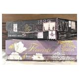 Mixed Decor Lot with Ornate Mirror, Metal Tray, Heart Pendant, and Abbington Park Summer Paris Collector Boxes