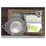Mixed Decor Lot with Ornate Mirror, Metal Tray, Heart Pendant, and Abbington Park Summer Paris Collector Boxes