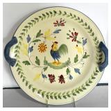 Set of 3 Hand-Painted Rooster Motif Ceramic Serving Pieces