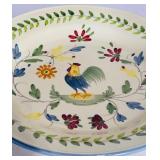 Set of 3 Hand-Painted Rooster Motif Ceramic Serving Pieces