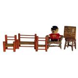 Assorted Vintage Doll Furniture with Plush Bear Guard