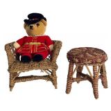 Assorted Vintage Doll Furniture with Plush Bear Guard