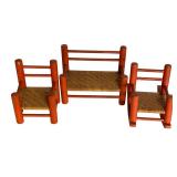 Assorted Vintage Doll Furniture with Plush Bear Guard