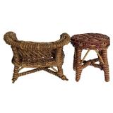 Assorted Vintage Doll Furniture with Plush Bear Guard