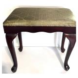 The Bombay Company Bench / Footstool Upholstered with Gold & Green and Cherry Wood