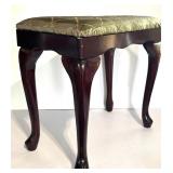 The Bombay Company Bench / Footstool Upholstered with Gold & Green and Cherry Wood