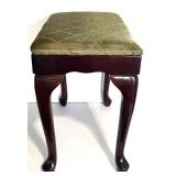 The Bombay Company Bench / Footstool Upholstered with Gold & Green and Cherry Wood