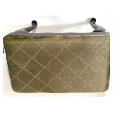 The Bombay Company Bench / Footstool Upholstered with Gold & Green and Cherry Wood