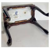 The Bombay Company Bench / Footstool Upholstered with Gold & Green and Cherry Wood