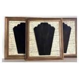 Three Decorative Framed Necklace / Jewelry Displays