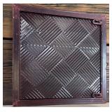 Two Decorative Whitewashed Metal Wall Hangings and Rustic Medal Chalkboard Stand