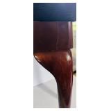 Beautiful Queen Anne Style Dark Wood Floral Embroidered Stool / Bench