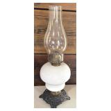 Vintage Metal and Milk Glass Petit Oil Lamp