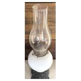 Vintage Metal and Milk Glass Petit Oil Lamp