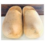 Unique Wooden Vintage Open Toe Mule and Antique Wooden Scandinavian Hand Carved Klompen Mules